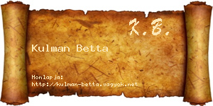 Kulman Betta névjegykártya